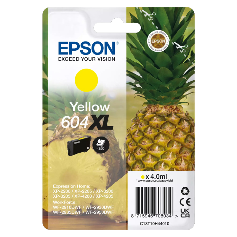 EPSON 604XL YELLOW (C13T10H44020) – CARTUCCIA ORIGINALE AD ALTA EFFICIENZA