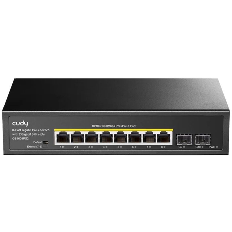 CUDY GS1008PS2 – 8-PORT GIGABIT POE+ SWITCH WITH 2 GIGABIT SFP SLOT 120W