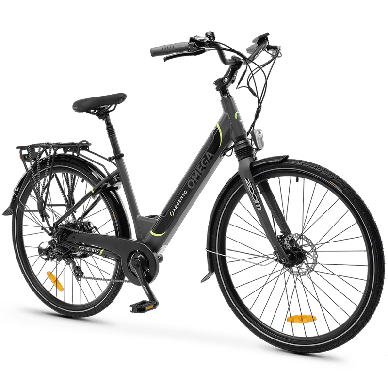 ARGENTO OMEGA (AR-BI-220013) CITY E-BIKE (BLACK) – BICICLETTA ELETTRICA – RUOTE 28″” – MOTORE BAFANG 250W 36V – BATTERIA 36V 10.4AH INTEGRATA – TELAIO IN ALLUMINIO – FORCELLA AMMORTIZZATA – AUTONOMIA FINO AD 70KM