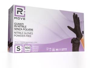 RMove 1Conf. da 100pz Tg.S – Guanti Nitrile Nero uso Medico Senza Polvere