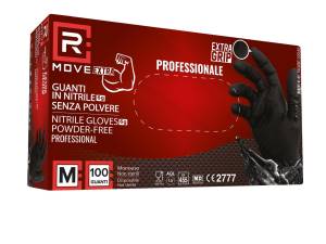 RMove 1Conf. da 100pz Tg.M 6gr da Lavoro – Guanti Nitrile Nero Senza Polvere - immagine 2