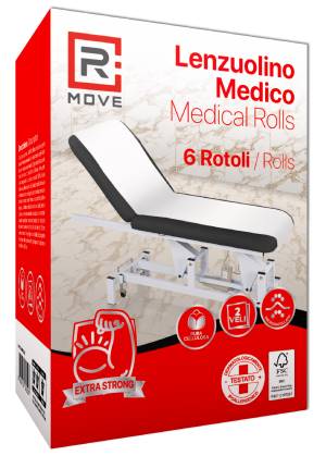 RMove 1 Conf. da 6pz 60 cm x 60 m Lenzuolino Medico 2 Veli Pura Cellulosa - immagine 2