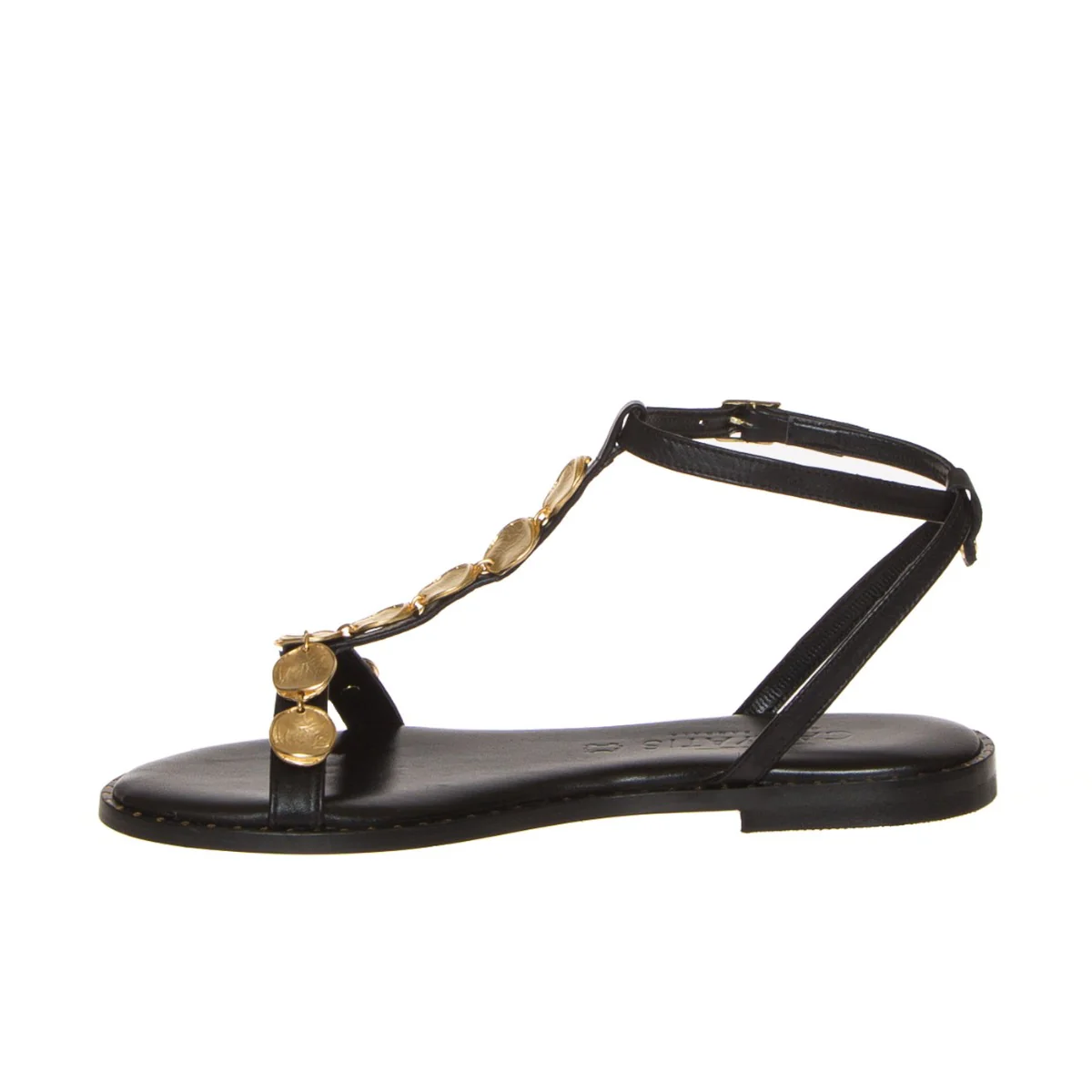 CARYATIS SANDALO 621707 NERO MEDAGLIE ORO - immagine 2