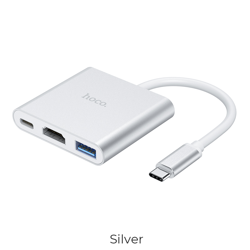 Hub type C/1x USB 3.0/HDMI/PD HB14 silver –