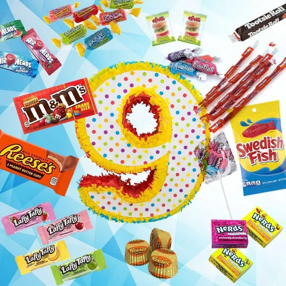 Pinata n°9 grande con snack di brand americani