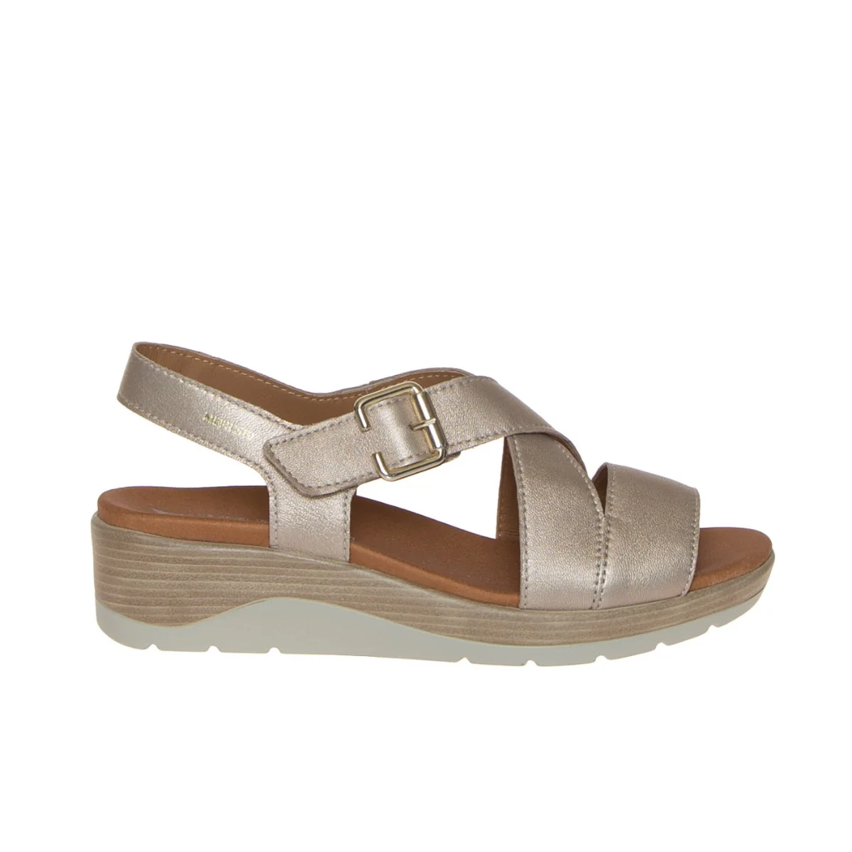 MEPHISTO SANDALO CLAUDINE LAMINATO PLATINO