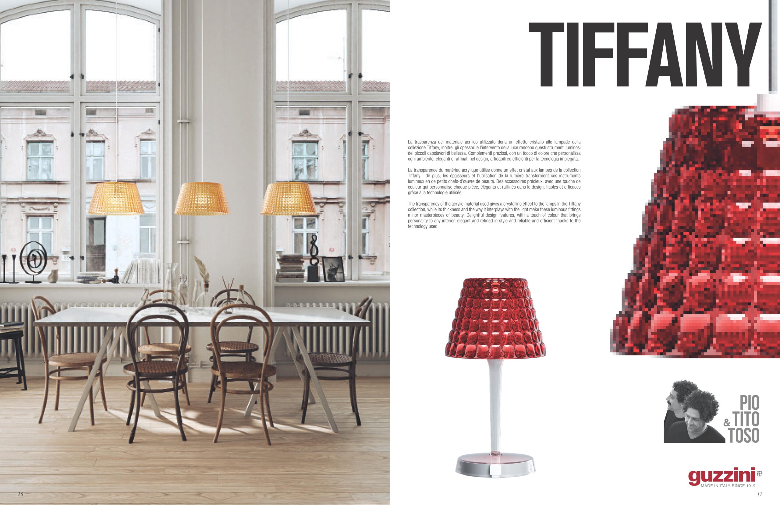 GUZZINI LAMPADA DA TAVOLO TIFFANY LED RICARICABILE ROSSA - immagine 2